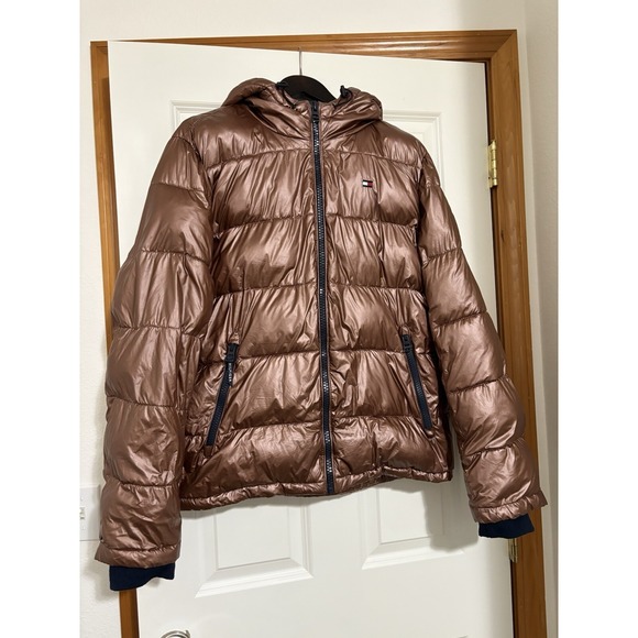 Tommy Hilfiger Mens Womens Ultra‎ Loft Puffer Jacket Pearlized Copper Sz Medium - Picture 1 of 5